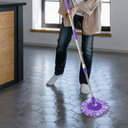 Spin Mop Replacement Handle, 47.6-inch 360 Degrees Rotating Telescopic Replacement Mop Stick with a Robust Stainless Steel Disc for Spin Mop Bucket Cleaning System (Stainless Steel Disc,Purple)