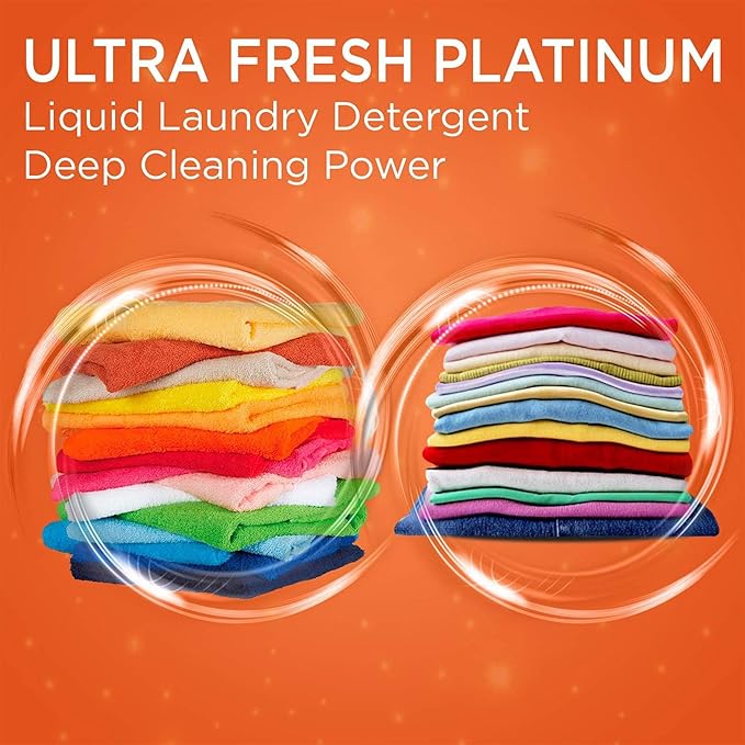 Ultra Fresh 6X Platinum 5 Gallon Laundry Detergent Liquid for All Machine Types with Easy Dispensing Pump, Up to 640 Loads, Original Blue (4 Pack)