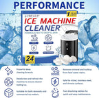 Ice Machine Cleaner Maker and Descaler - 24 Ice Maker Cleaner Tablets Compatible with All Major Brands, Nickel Safe Descaler Countertop Portable Commercial Icemaker Cleaning Solution