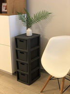 BranQ - Home Essential Rattan Design Shelving Unit Plastic, Anthracite, 29.5 x 24 x 64.2 cm