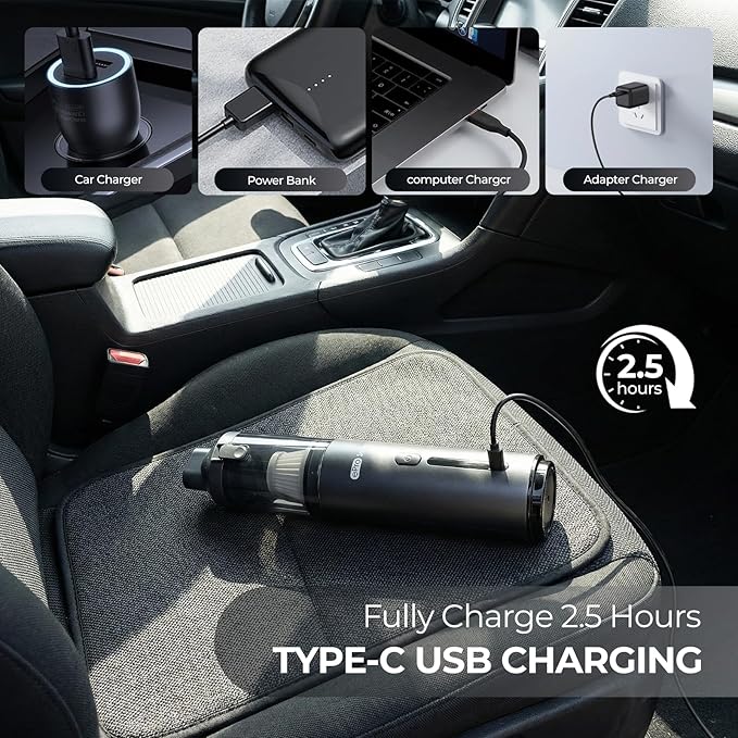 Apical Life Handheld Vacuum Cleaner, EV1396 Cordless 100W 16000Pa Strong Suction with 14–24 Min Runtime, Multi-Nozzle Design & Floor Brush for Home Cleaning, Car Detailing & Tight Spaces