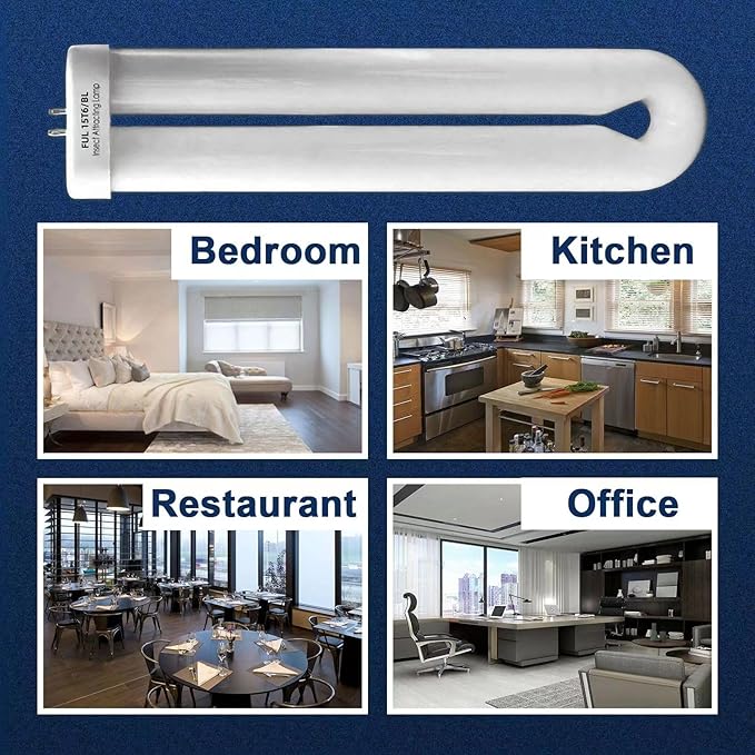 Bug Zapper Replacement Light Bulb 15 Watt, U Shapped Insect Attracting Trap Bulb FUL15-BL 7.7 Inches, 6 Pack