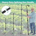 Hoe Garden Tool, 69 Inch Hardened Hollow Eye Hoes for Weeing, Heavy Duty Weeding Tool with Splicing Adjustable Long Handle, Rustproof Metal Gardening Tools for Garden Flower Beds