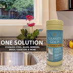 Grantie Gold All-Surface Cleaning Wipes, Deep-Cleans Stainless Steel, Mirrors, Glass, Appliances, Natural Stone, Brass, & Copper, Safe on Food-Prep Surfaces, Streak-Free, 40 Pre-Moistened Wipes