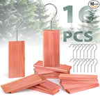 Woodever 16 Pack Cedar Planks for Clothes Storage, Aromatic Red Cedar Wood Hangers with Metal Hooks, 100% Natural Scent, with Sandpaper Freshener, for Drawers and Wardrobes