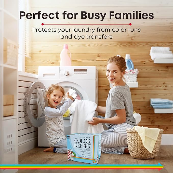 Color Keeper® Dye-Trapping Laundry-Saving Sheets, 100 Value Pack | Fragrance Free | Bleach-free Protection for Mixed Laundry