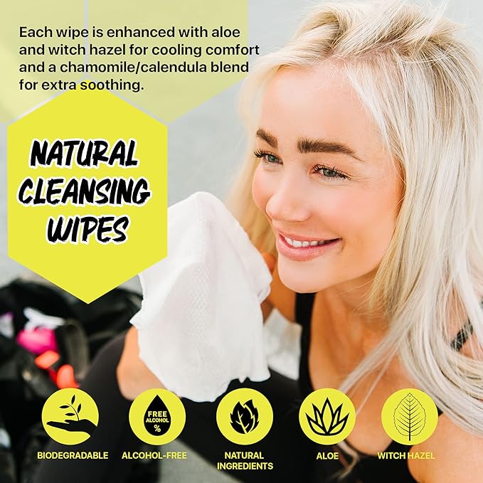 The Klean Freak Body Wipes - 12 count Individually Wrapped | Showerless Body Wipe for Women & Men | Sustainable Bodywipes for Gym, Travel, Camping | Citrus
