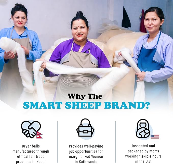 Smart Sheep Wool Dryer Balls - 6-Pack - XL Premium Natural Fabric Softener Award-Winning - Wool Balls Replaces Dryer Sheets - Wool Balls for Dryer - Laundry Balls for Dryer (Playful Pups)
