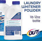 OUT White Brite Laundry Whitener Powder, Stain Remover Detergent Booster for Clothes, Removes Red Clay and Rust Stains on White Clothing and Uniforms, 1 Pound 12 Ounce, Pack of 6