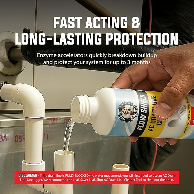 AC Drain Line Cleaner 4 Pack | Prevent Buildup and Overflow | 8oz - Up to 3 Months of Protection | Fast Acting & Long Lasting Bio-Enzymatic Formula