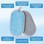 Dual-Sided Multi-Purpose Scrub Sponges, Non-Scratch Dishwashing Sponges for Kitchen, Reusable Microfiber Sponge for Efficiently Cleaning Dishes, High Density Sponge Inside (6 Pack, Large) Gray