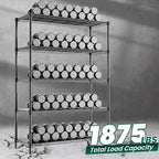 48" W Storage Shelves 1875LBS Metal Shelving, 5-Tier Adjustable Wire Shelving Unit with Liners, Heavy Duty Garage Shelving Steel Rack for Commercial Pantry, 48" W x 18" D x 72" H, Black