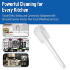 SPARTA Large Water Bottle Brush Ideal for Wide-Mouth Jars, Bottles and Tumblers, Dishwashing Tool with Handle for Home and Commercial Kitchens, Plastic, 12 Inches, White