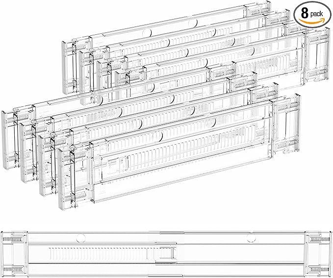 Yieach 8 Pack Clear Expandable Deep Drawer Separators From 15 to 21'' - 3.2 Inch Tall Acrylic Drawer Dividers for Clothes,Dresser Drawer Dividers for Dresser,Baby Nursery,Clothing,Sock or Underwear