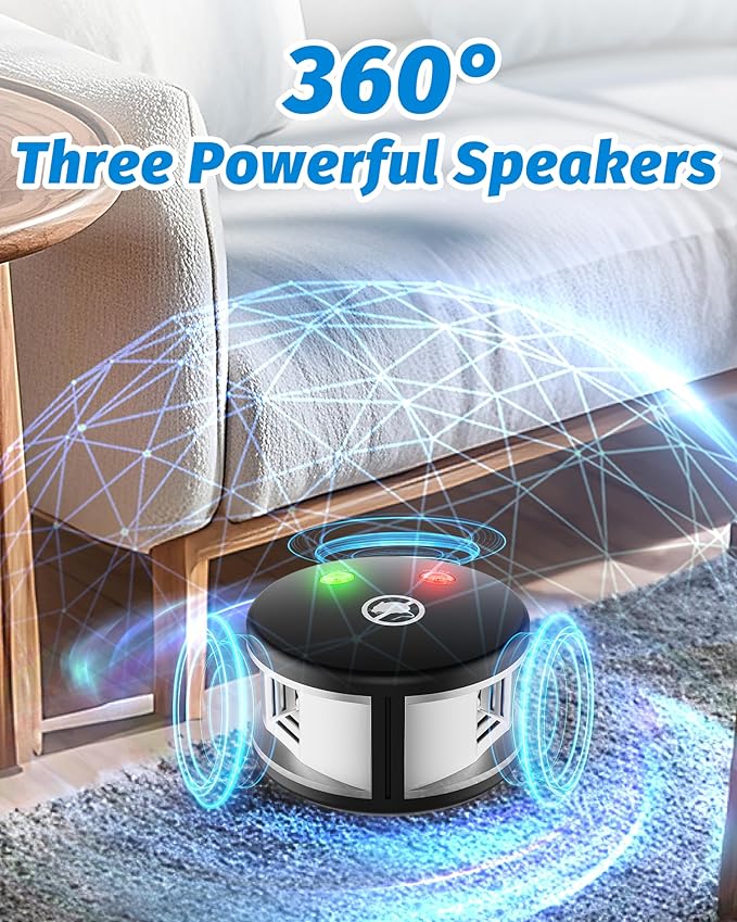 Plug in Rodents Repellent Device, 360° Squirrels Repellent with High-Impact Ultrasound and Pressure Waves Mouse Ultrasonic Repellent for Indoor Use Effective Drive Away Mouse Rodent Mice