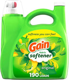 Gain Liquid Fabric Softener, Original Scent, 140 FL OZ, 190 Loads, Liquid Fabric Softener For Soft, Fresh Laundry