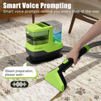 AAOBOSI Portable Carpet Cleaner Machine, 17Kpa Upholstery Steam Cleaner with Smart Voice Prompting, Self-cleaning, 4 Tools for Pets, Car, Couch and Stairs- C688, Green