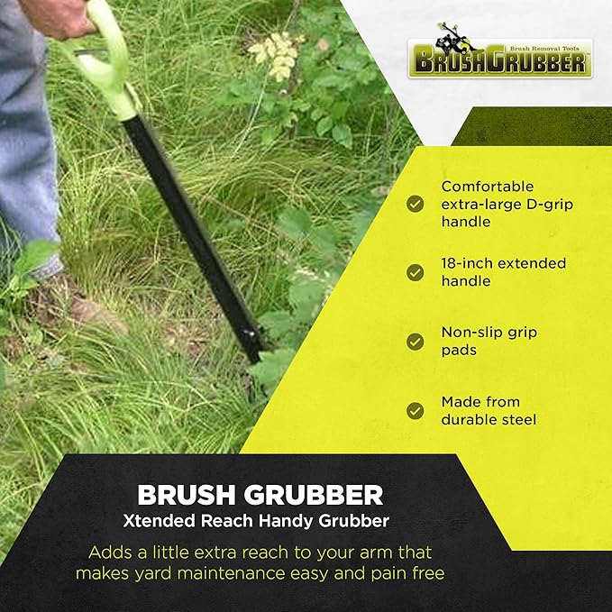 Brush Grubber BG-14 Handy Grubber Xtended Reach Grabber Claw with Large D Grip Handle and Non Slip Pads on Teeth for Gripping Weeds, Shrubs, and Trees