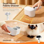 Mosthink Fabric Shaver, 2-In-1 Electric Lint Shaver & Brush, Dual-Head Lint Remover for Clothes Couch Furniture | 3-Speed Fuzz & Pilling Remover | Sweater Shaver with LED Display | Type-C Rechargeable