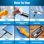 XANGNIER Window Cleaning Kit Tool with Storage Bucket,Window Washing Kit with Extension Pole,Professional Windows Washer Cleaner Squeegee Kits,Commercial&Household Use,Indoor&Outdoor High Windows