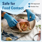 Food Safe Disposable Gloves, Blue Nitrile Rubber Gloves, Latex-Free Powder-Free for Food Prep, Cooking, Cleaning