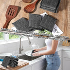 6 Pack Steel Wool Scrubber Sponges, Heavy Duty Stainless Steel Scouring Pads Reusable Non Scratch Metal Sponges Hand-Friendly Kitchen Cleaning Tool for Pots and Pans Tough Grease & Grime (Black)
