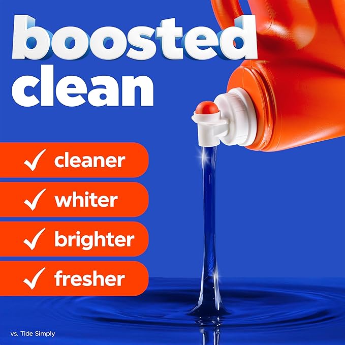 Tide Liquid Laundry Detergent, Original Scent, 126 Loads, 158 fl oz, Boosted Clean even in cold water, laundry soap, concentrated liquid detergent