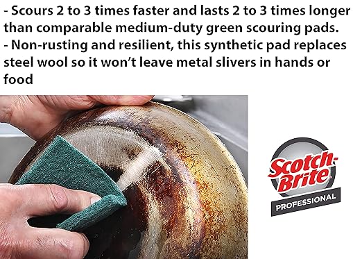 Scotch-Brite General Purpose Scouring Pads 105, Green, 4.5" x 6" Cleaning Scrub Pads (Pack of 40)