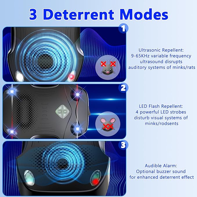 2 Pack Rodent Repellent for Car Engines, Ultrasonic Rodent Repeller for High-Efficiency Rat and Mouse Deterrent, Mouse Repellent,Rat Repellent for Car 12v 24v, Trucks, Rvs