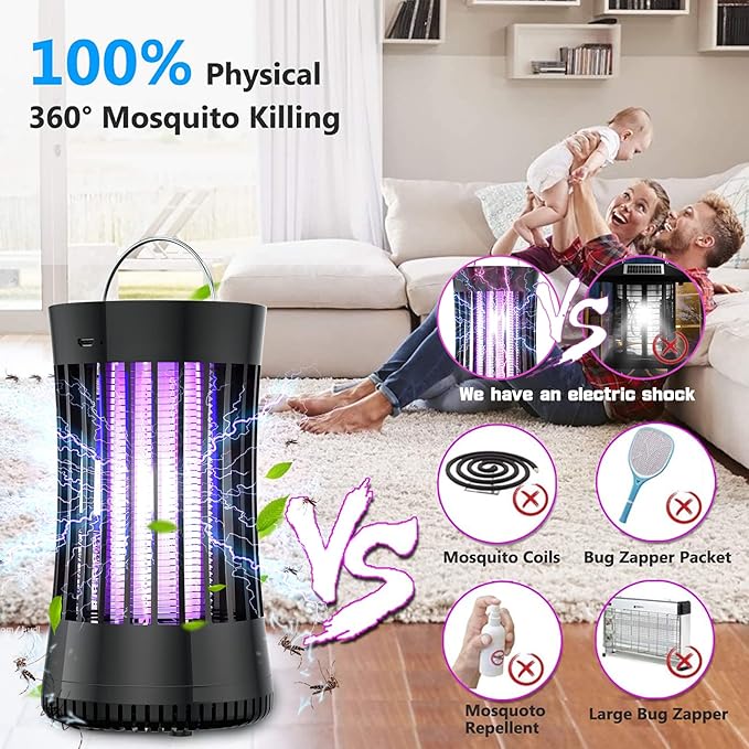 AICase 2pcs Portable USB Electronic Rechargeable Killer Lamp/Bug Zapper for Summer Trip,Outdoor Camping,Patio,Home and Garden,Mosquito Trap Indoor,Moth Trap/Bug Killer/Mosquito Killer Light