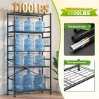 5-Storage Shelves Wire Shelving with Hooks, Metal Shelving Units Shelf Organizer, Wobble-Free Storage Rack with Adjustable Leveling Feet for Kitchen Pantry Laundry Bathroom Dorm,12"D x 30"W x 72"H
