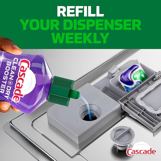 Cascade Rinse Aid Clean & Dry Booster Dishwasher Liquid, Gel & Detergent Pods for Sparkling Clean Dishes, Dishwasher Soap Tablets & Rinse Aid Dry Booster, 30.5oz