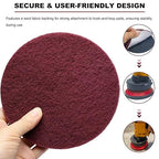 10 Pack 6 Inch Hoop and Loop Multipurpose Scrubber Scouring Pads -120 240 400 800 2000 Grits, Flocking Scuff Pads, Conditioning Discs Polishing Pads for Furniture Automotive Cleaning