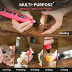 HARDELL Mini Cordless Rotary Tool, 5-Speed 3.7V Rechargeable Rotary Tool Kit with 129Accessories, USB Charging Multi-Purpose DIY Tool for Sanding, Polishing, Drilling, Engraving, Woodworking(Pink 129)