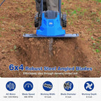 BILT HARD 14-Amp 18-Inch Electric Tiller Cultivator, 8'' Tilling Depth Corded Garden Rototiller, 6 Steel Front Tines Roto Tillers with Adjustable Wheels & Foldable Handle for Garden Lawn Soil Digging