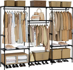 CASAMAYA Clothes Rack, Portable Closet, 81.1 Inch Large Capacity Wardrobe Closet, Clothes Storage Organizer with Shelves and 3 Hanging Rods, Easy to Assembly, Black PCT033B01