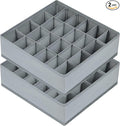 Joyoldelf Sock Drawer Organizer Divider 2 Packs Underwear Organizer, 24 Cell Closet Organizers and Storage Organizer Sock Holders Organizers for Storing Socks, Handkerchiefs, Ties, Belts (Grey)