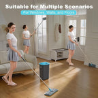 JOYMOOP Flat Mop Head, 13 Inch Microfiber Replacement, Grey & Cyan Blue, 1 Pack