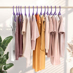 NEATERIZE Thick Heavy Duty Hangers - Purple Plastic Clothes Hangers 24 Pack - Great for Coat Hanger, Jackets Jeans & Suit Hanger for Closet, New Apartment Essentials Percheros Ganchos para Colgar Ropa
