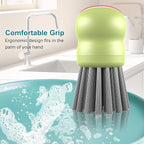 Mini Dish Brush for Cleaning Chicken Shredder, Palm Brush Dish Scrubber with Ergonomic Grip, Kitchen Brush for Washing Dishes, Pans, Pots, Sink (2, Matcha)