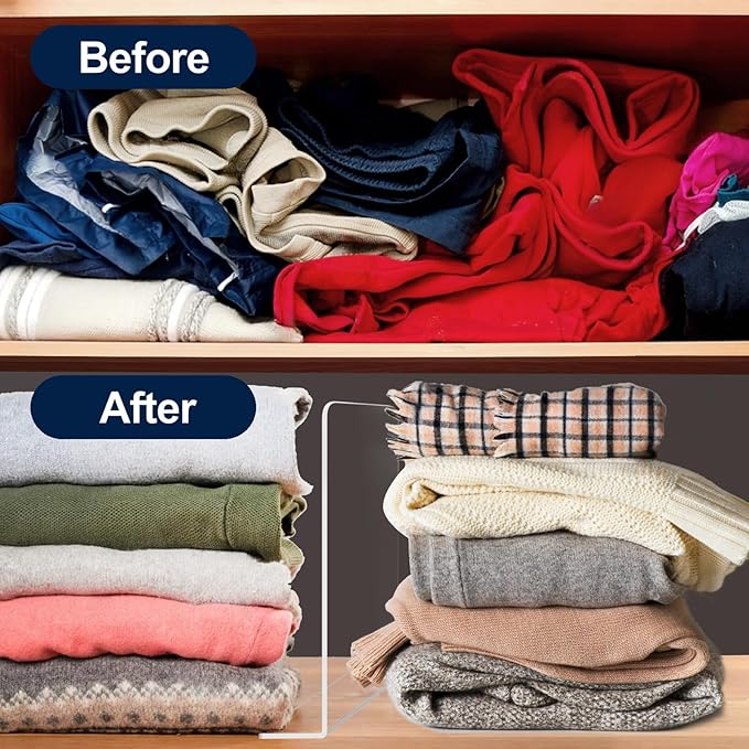 Acrylic Shelf Dividers For Closet Organization，Sweater Organizer For Closet - 10pack 8” Tall Clear Plastic Shelf Dividers For Closets Shelves Cabinets