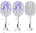 3 Packs Electric Fly Swatter Rackets, 2-in-1 Handhold Bug Zapper with 3000V High Voltage, Plug-in Mosquito Killer Insect Light Trap with 3 Layer Safety Mesh Portable for Indoor Outdoor Use