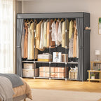 Neatrays Portable Closet, 66 Inch Large Capacity Wardrobe for Closet Organizers and Storage with Non-Woven Fabric Cover, 4 Hanging Rods, 8 Shelves(Grey)