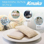 KMAKII Bamboo Kitchen Sponges,Dish Sponge,Super Absorbent Cleaning Sponges, Pack of 12