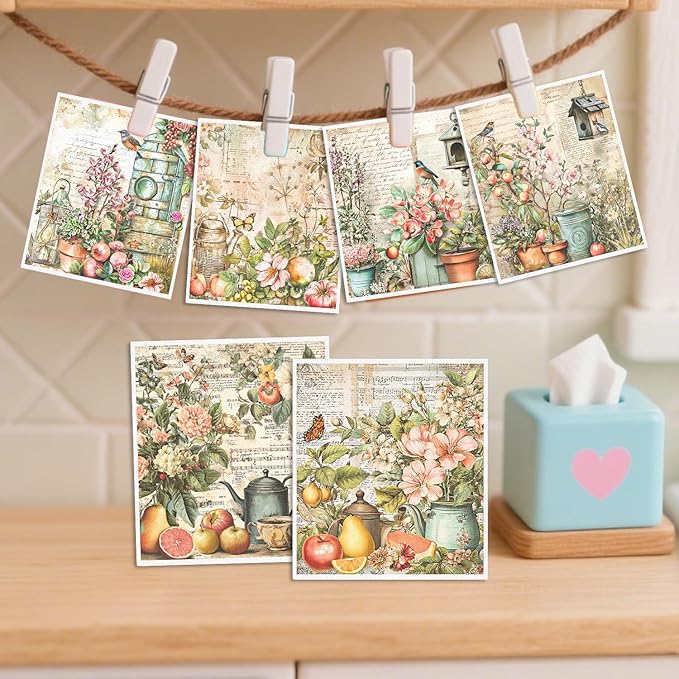 Vintage Floral Swedish Dishcloths for Kitchen - 6PCS Wildflower Swedish Cloths for Washing Dishes Reusable, Retro Flower Washable Kitchen Towels Sponge Cloths for Home Party Housewarming