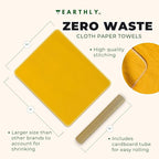 Reusable Paper Towels - 10 Pack - Roll of Washable Cotton Cloth Paper Towels - Paperless Reusable Napkins Cloth Washable - Absorbent + Long Lasting - Zero Waste Products - (Sunshine)