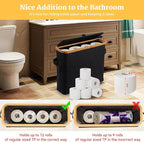 Toilet Paper Storage Basket with Lid, Bamboo Toilet Paper Storage Holder Stand Organizer for Bathroom, Toilet Paper Storage Box Container with Handle, Tissue Storage Bin for Small Place Closet, Black