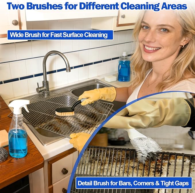 Palksky Oven Rack Cleaning Bags Kit, Reusable Soaking Bags with Brushes, Gloves & Cloth, No Mess Cleaning for Oven Racks, Grill Grates & BBQ Racks, No Cleaner Included, 9 Packs