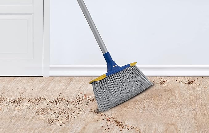 Slim Angle Broom, Heavy Duty Broom, Indoor Brom, Outdoor Angle Broom with Extendable Handle, Durable Collapsible Broom for Home, Kitchen, RV, Travel, Blue, 1 Pack, by Superio
