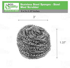 Stainless Steel Sponges Scourer, Steel Wool Scrubber, Scrubbing Scouring Pad for Pots, Pans and Ovens Great for Kitchen, Bathroom, Outdoors by EcoQuality (60)